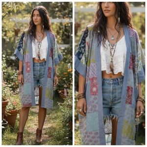 POL Multicolor Patchwork Kimono